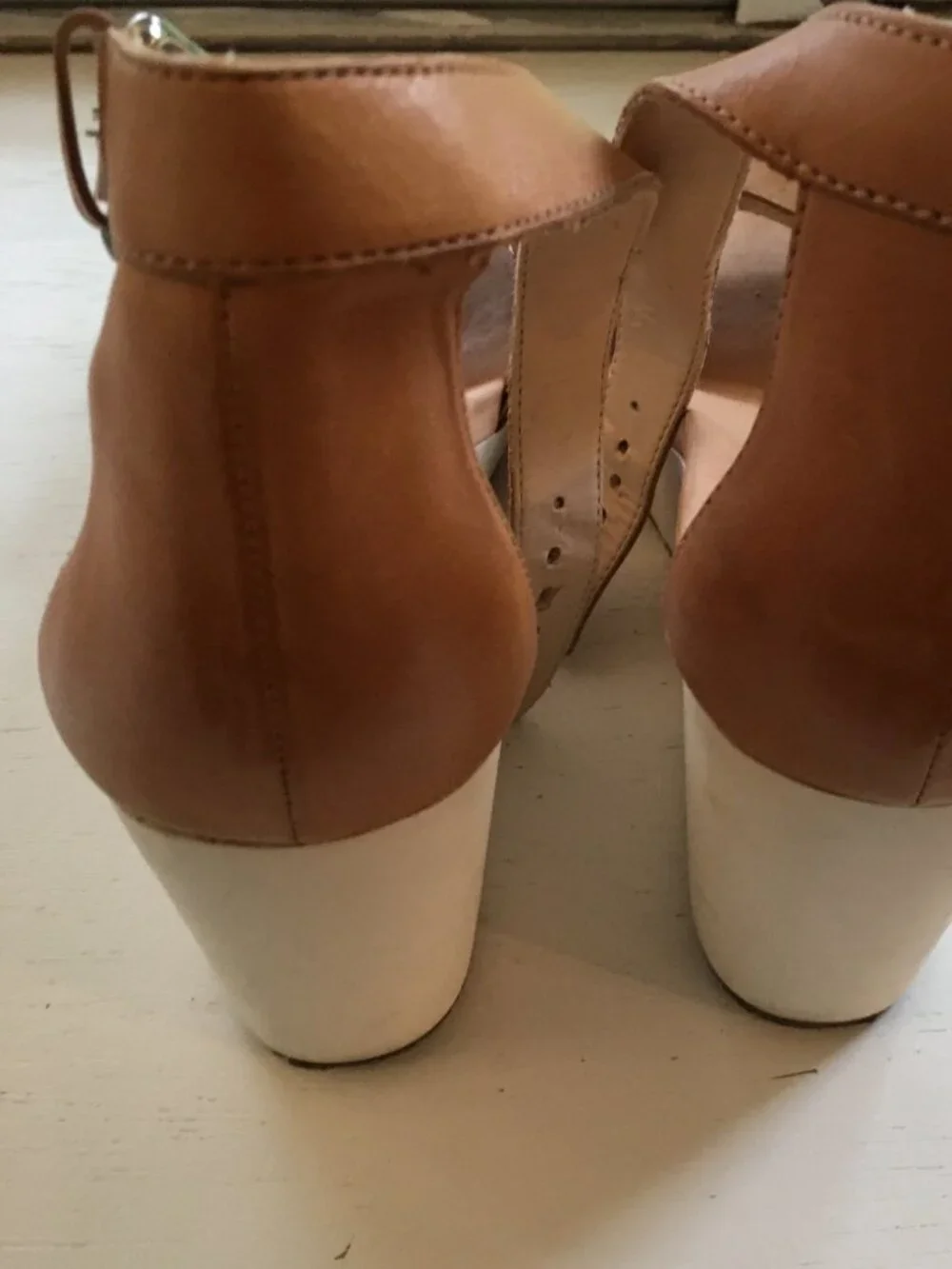 Dr. Scholl's Warner Tan Leather Wedge Sandal Platform 10M